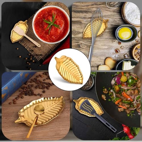 Gold Leaf Spoon Rest, Stainless Steel Spoon Holder for Kitchen Counter, Cooking Utensil Rest, Dessert Display, Jewelry Storage - Image 6