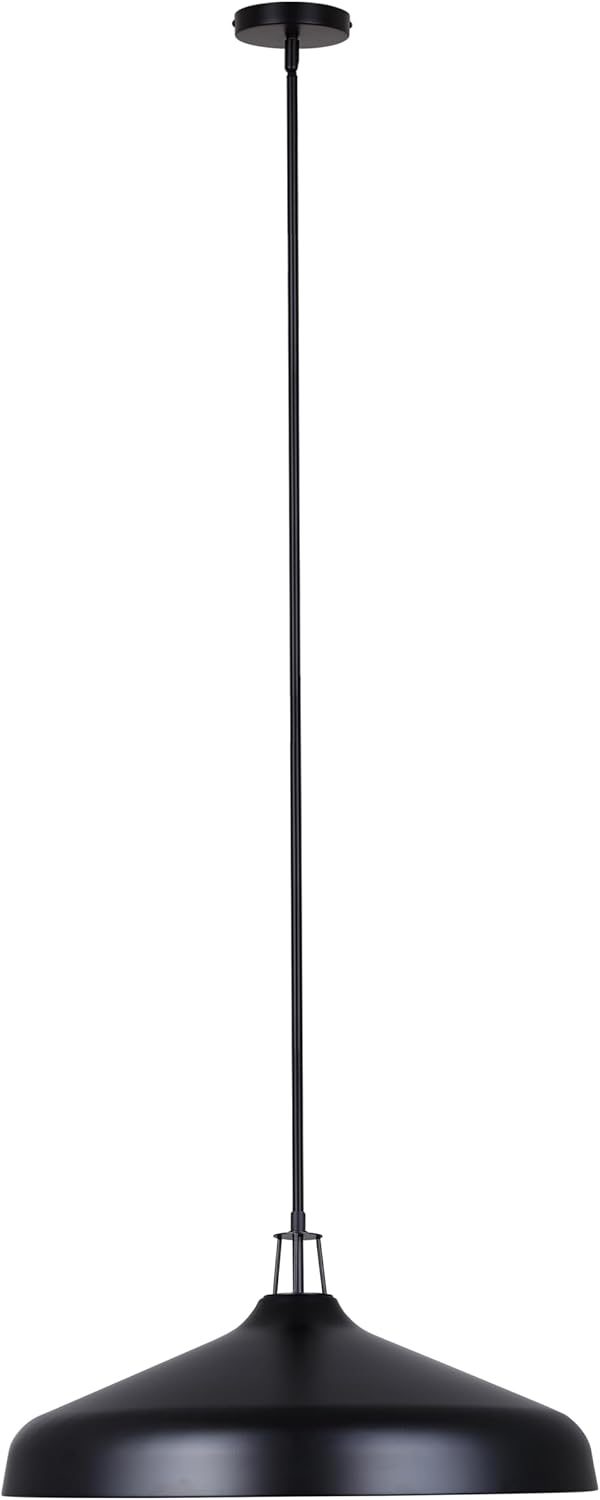 Canarm Ltd. Westhill 4-Light Pendant Light, 22-Inch Matte Black with Gold Interior, Adjustable Rod, Industrial Lighting for Kitchen Island or Dining Room
