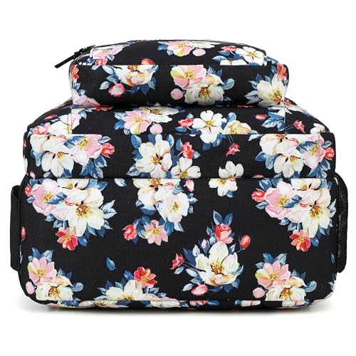 Image of abshoo Classical Basic Floral Womens School Backpack For College Teen Girls Water Resistant Bookbag (Floral Black A)