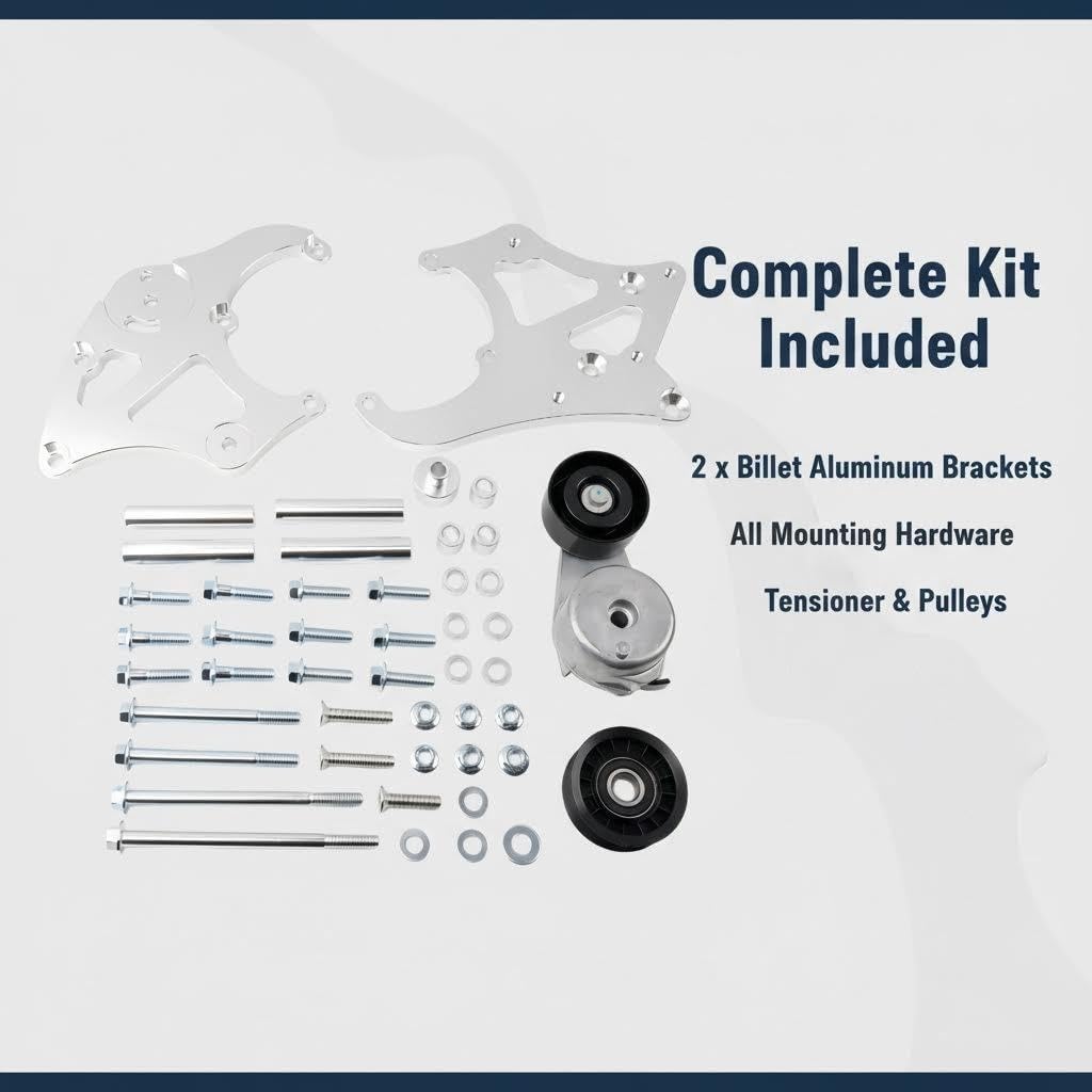 Air Conditioner Compressor Bracket Kit Fit for LS Truck LS1 LS3 LSX AC / Chevrolet 1955 - 1957 Bel Air / 1967 - 1969 Camaro / 1964 - 1972 Chevelle / 1965 - 1970 Impala / 1960 - 1972 Trucks