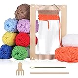 CYCHIRV Weaving Loom Kit: Wooden Tapestry Loom with Yarn, Warp Frame, and Loom Heddle Bar - Perfect for Kids and Beginners