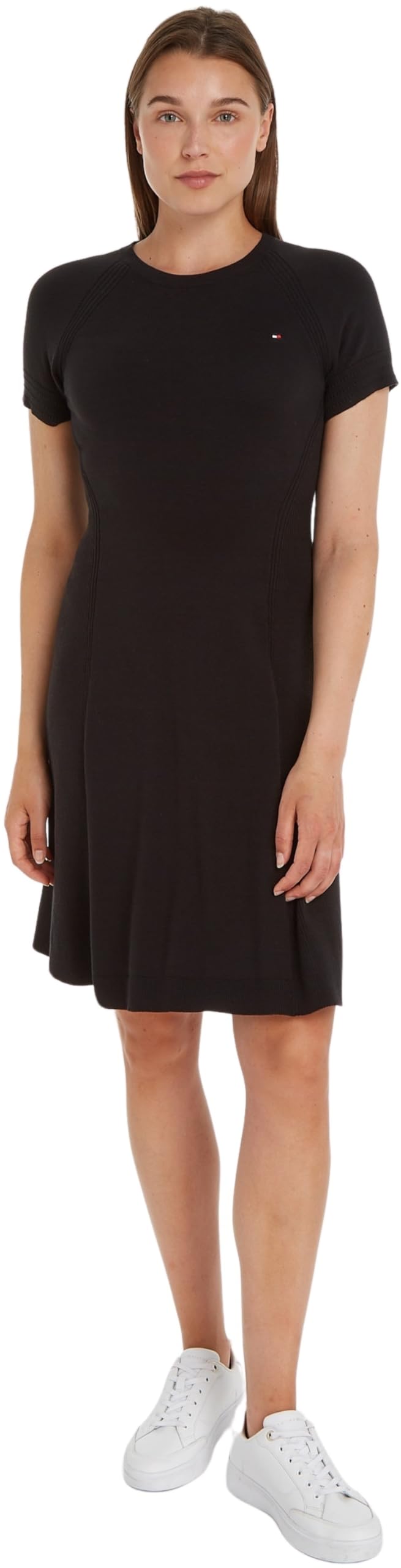 Tommy Hilfiger Vestido para Mujer Midi Dress de Manga Corta