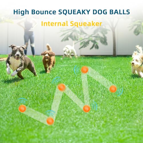 SHARLOVY Quietschbälle für kleine Hunde, 7,6 cm, 4 Farben, stachelige Hundebälle zum Zahnen, langlebiges Kauspielzeug für Welpen, unzerstörbares Spielzeug zum Apportieren und Trainieren, BPA-frei,