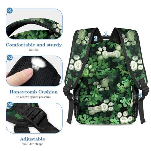 Sac à dos Patte de chien Green Grass Bones pour étudiants et enfants - 4