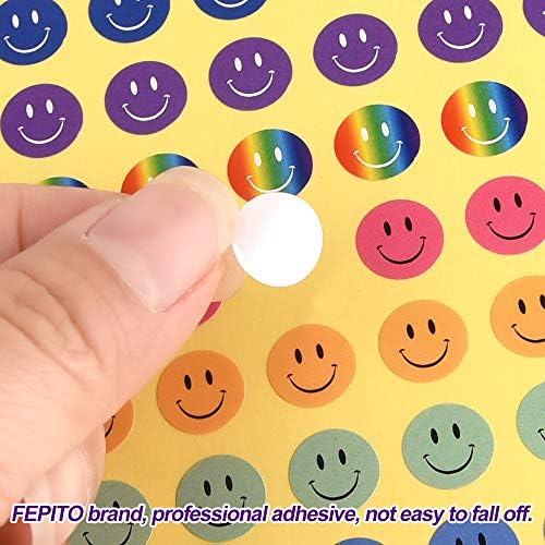 FEPITO 10 Sheets 1040 PCS Smiley Face Stickers Mini Happy Face Stickers for Teachers, Parents Kids Craft Scrap Books Decoration, Multi Color