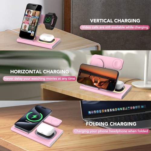 image for Aresh 3 in 1 Foldable Charging Station for Apple Products,Fast Wireles