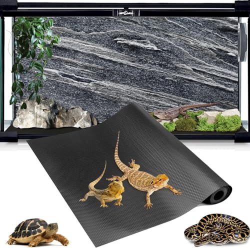 Hoplaep 120 Gallon Reptile Terrarium Tank Mat Liner, 24 inch Wide Bearded Dragon Flooring Substrate for 4x2x2 Reptile Enclosure Liners Mat, Reptile Carpet Bedding for Leopard Gecko,Lizard, Black