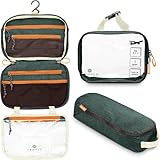 Toiletry Bag Kit Set: Hanging Travel Toiletry Bag + 311 TSA Cosmetic Liquid Bag + Ultralight Accessory Organizer Pouch (Green)