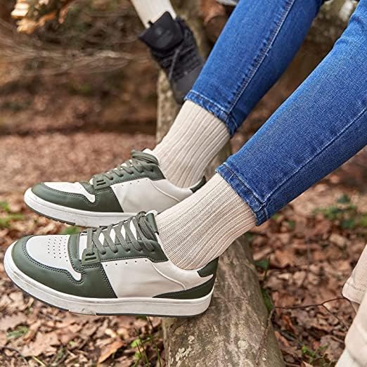 GoWith 4-5 Pairs Unisex Natural 97% Cotton Crew Socks, Pure Cotton Comfy Cozy Breathable Seamless Casual Socks for Men Women - Image 2