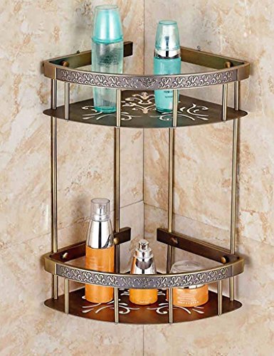 Estantería de esquina de bronce para baño GZ y cesta triangular de pared elegante 2