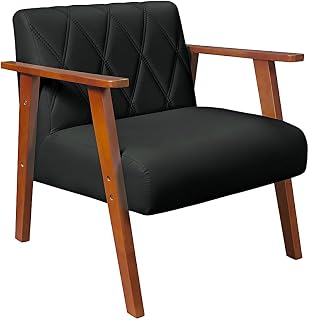 Poltrona Decorativa Madri Em Couro Sintético (Preto)