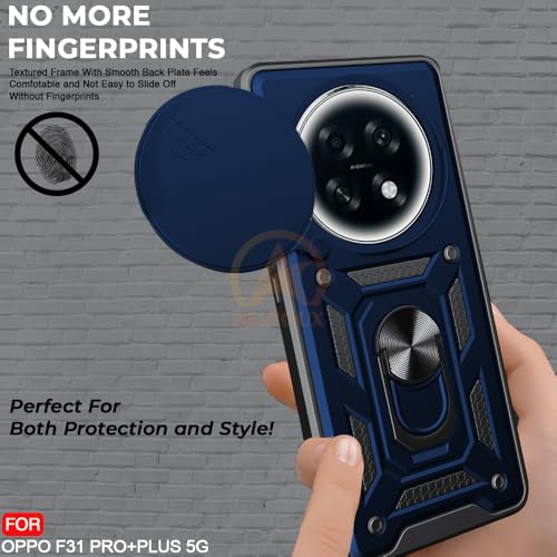 Image of Armor Bumper Back Cover Case for Oppo F31 PRO Plus 5G Rotating Camera Cover, Ring Holder & Kickstand | Heavy Duty & 360 Degree Protection Oppo F31 PRO Plus 5G Back Cover (Blue)