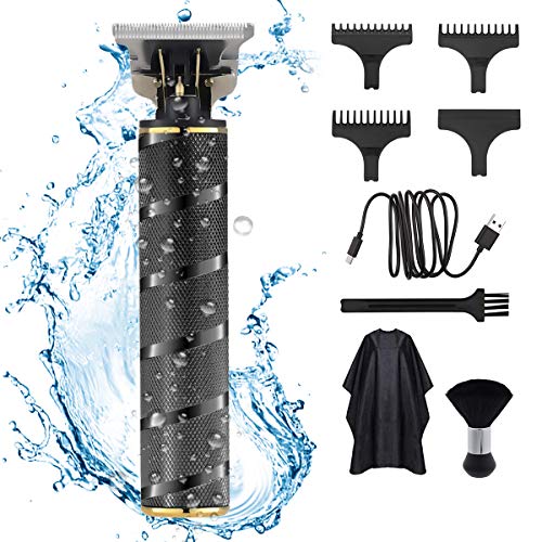 Electric Pro Li Outliner, NICEFACE Cortapelos impermeable, recargable, corte cerrado sin cable, recortador en T para hombres, con delantal y cepillo de pelo