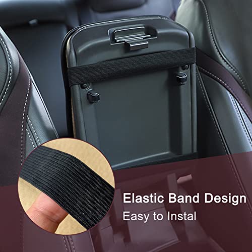 1 PC Car Four-season Universal Armrest Mat, Carbon Fiber Leather Embossing Center Console Cover Pad, Double Line Non-slip Central Handrail Box Cover Protector for Most Vehicle Decoration (Wine Red) - Thumbnail 5