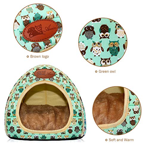 Image of BWOGUE Guinea Pig Bed Warm Cave Beds Hamster House Large Hide-Out for Rabbit Guinea Pigs Bearded Dragon Rats Winter Warm Cage Nest,Green