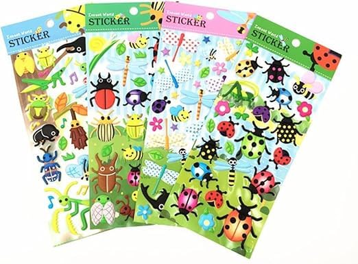 Image of Cots and Cuddles 3D Puffy 240+ Insect Stickers for Art & Craft | Birds and Butterfly Stickers, 3D Stickers Scrap Book Decoration for Boys & Girls |Insect Stickers, 4 Strap
