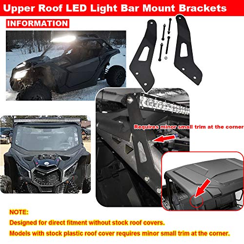 52 Inch 288W Offroad Curved Led Light Bar Spot/Flood Combo Beam & Upper Roof Windshield Mount Brackets W/Wiring Kit Fit 2017-2023 Can-Am Maverick X3 Max #TOP4