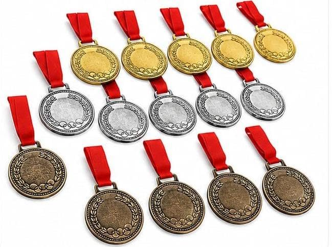 Gold, Silver & Bronze Medal Combo Pack of 12 with Ribbon | Winner Award Medals for Sports, School Competitions, Games, Events, Races & Prize Distribution | Olympic Style Achievement Medals-picture-19