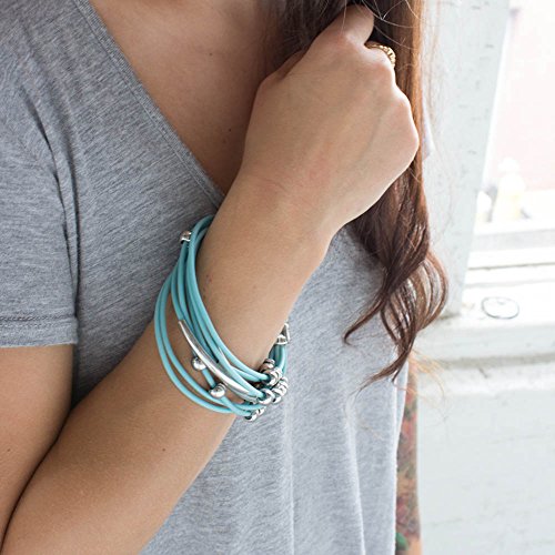 Looklove Womens Jewelry Multiple Bands With Bead Accents, Turquoise Bracelet #TOP2