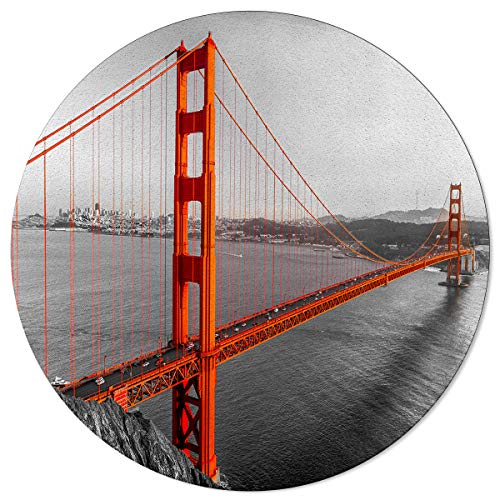 Round Area Rug San Francisco Golden Gate Bridge Scenery Non-Slip Backing Carpet Floor