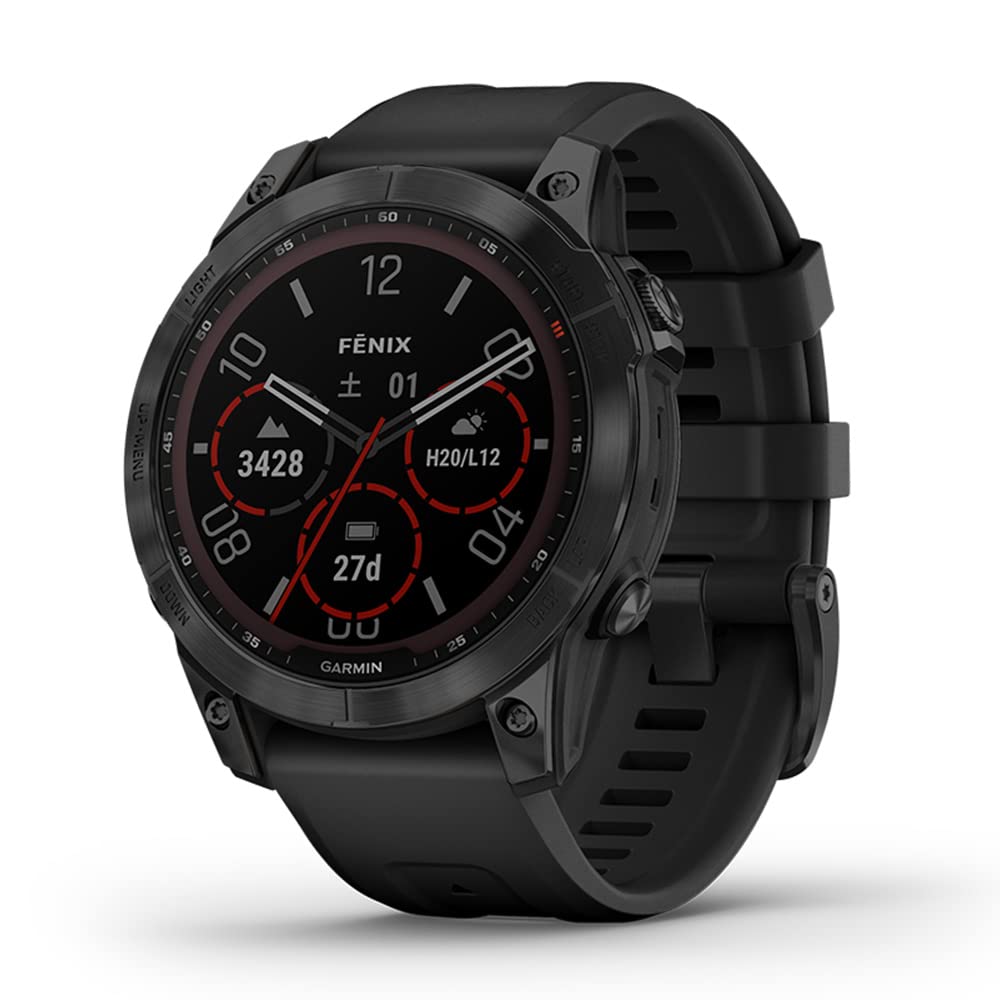 GARMIN(ガーミン) fenix 7 Sapphire Dual Power Ti Black DLC/Black ソーラー充電 パワーサファイアガラス搭載 マルチスポーツGPSウォッチ 【日本正規品】 小