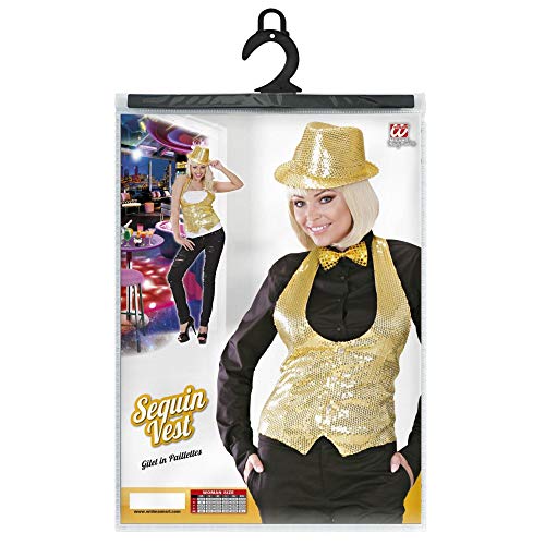 Widmann 9139R - Sequined Vest for Women New Year's Eve, Carnival, Show; Themed Parties, Size XL, Gold Color - Image 2