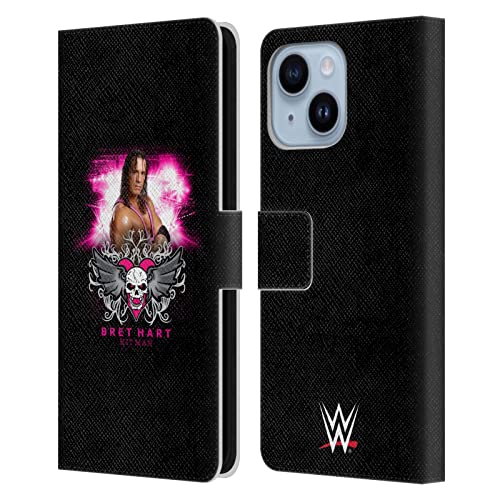 Étui portefeuille Bret Hart WWE pour iPhone 14 Plus en cuir Head Case Designs