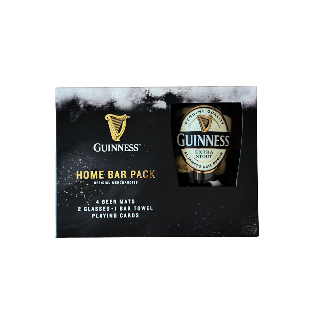 Guinness Home Bar Pack Label Pint Glasses, Black