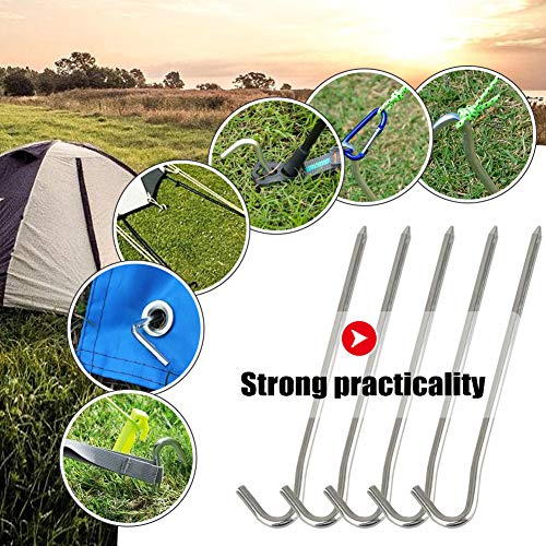 UEOTO Clavijas para Carpa 14 Piezas, Ganchos de Metal para Carpa Resistentes de 18 cm, Aluminio liviano para Carpa, Clavijas para Suelo Duro, estacas de jardín para toldo de Camping, Lona de Viaje