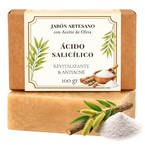 CABRERIZO SOAP - Jabon acido salicilico natural con aceite de oliva 100 g – jabon exfoliante con acido salicilico para cara y cuerpo – jabones naturales artesanos para piel grasa y puntos negros