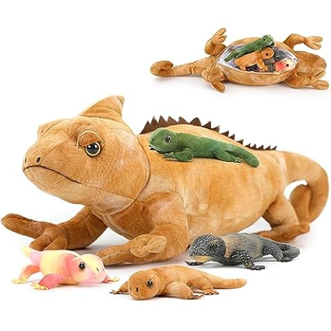 MaoGoLan 26.8” Realistic Lizard Stuffed Animal with 4 Babies Inside, Large Chameleon Iguana Dragon Gecko Plush Toy for Boys Girls, Gift for Birthday Christmas Baby Shower Cover