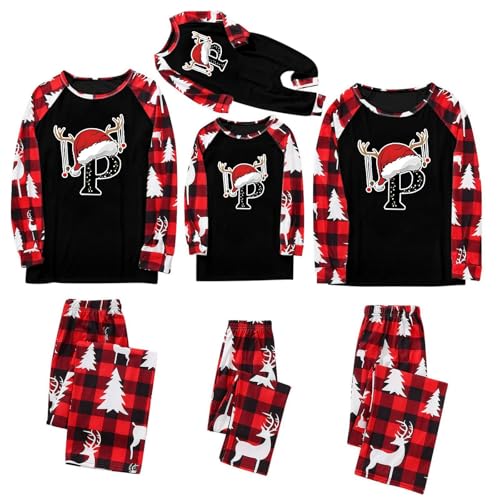 Christmas Pajamas For Family Alphabet Print Matching Holiday Pj'S Sets With Short Sleeve 26 A-Z Tee And Pants Loungewear