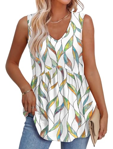 Image of OFEEFAN Womens Tank Tops 2025 Flowy Peplum Tops for Women Dressy Sleeveless V Neck Babydoll Tank Tops
