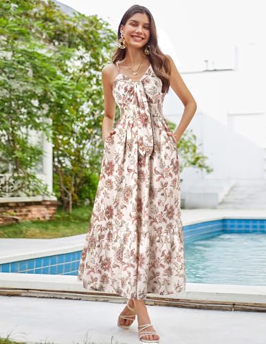 Image of GRACE KARIN Womens Summer Floral Maxi Dresses 2026 Long Flowy Boho Dress Beach Vacation Sundresses Casual Clothes with Pocket