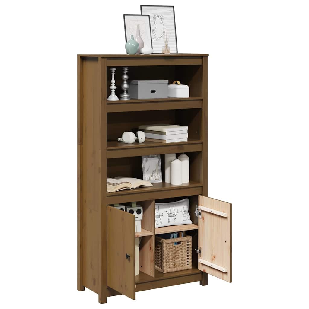 Meuble haut en pin massif marron miel 80 x 35 x 154 cm