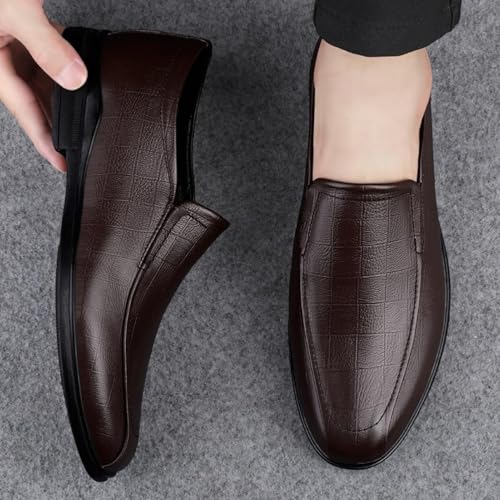 YZABEL Men's Leather Low Heel Business Dress Shoes Lace-Up Comfortable Non-Slip Dress Sneakers Plus Size Casual Business Pointed Toe Suit Shoes4