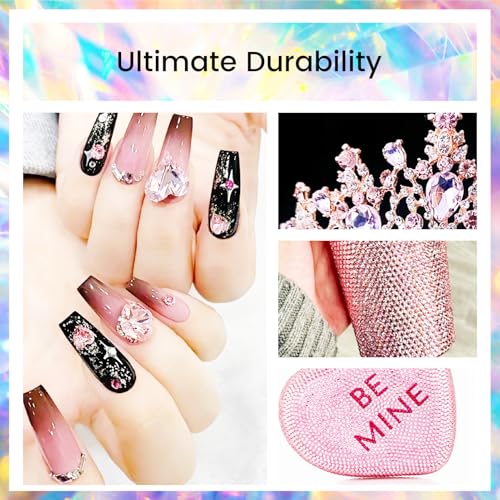 Image of Novani Crystal Rhinestones, Flatback Loose Gemstones 1440pcs Glass Rhinestones for Clothes Shoes Crafts Makeup Nail Art and DIY Decorations(SS6, Pink)