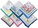 Forlisea 6 pack Womens Beautiful Cotton Floral Handkerchief Wendding Party Fabric Hanky with Wavy Edge