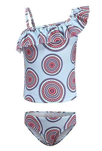 Image of Girls Two Piece Tankini Swimsuit Hawaiian Ruffle Swimwear Bathing Suit Set