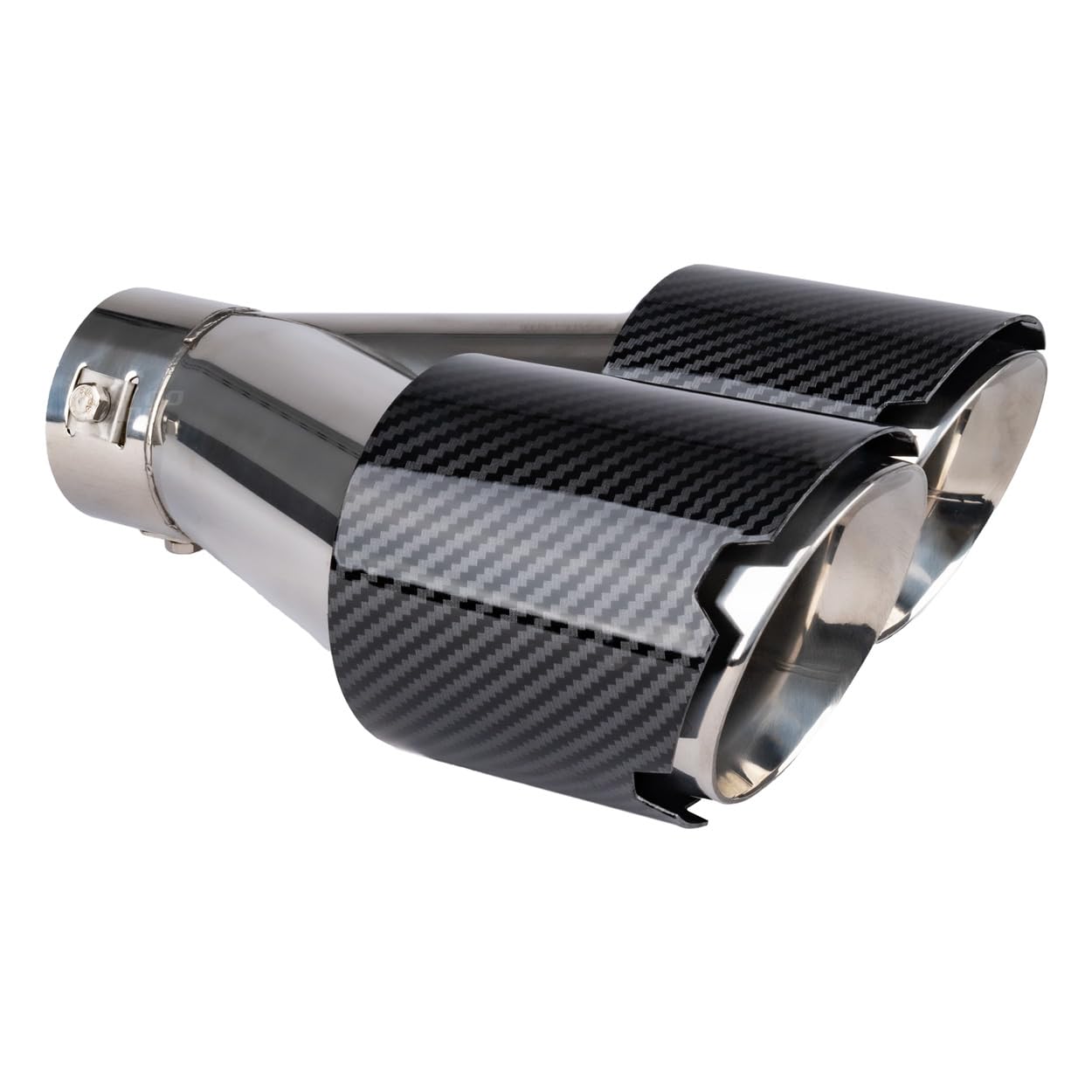 AMiO Końcówka Tłumika Carbon Podwójna Prawa Stal Nierdzewna 32-52 mm 04070
