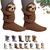 Animal Socks, 3D Knit Animal Sloth Socks for women, Cute Plush Animals Hug Sock, Funny Christmas Animals Sock (A)