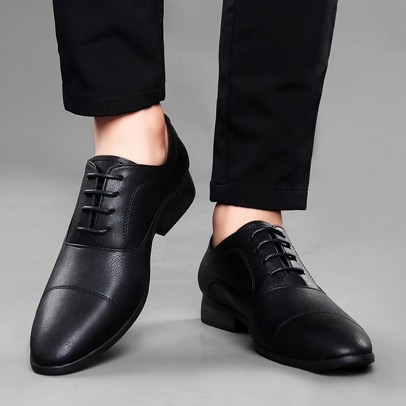 Men Dress Oxford Shoes Genuine Leather Classic Lace Up Heel Non Slip Anti-Slip Low Top Rubber Sole Wedding Wedding Pointed Toe4
