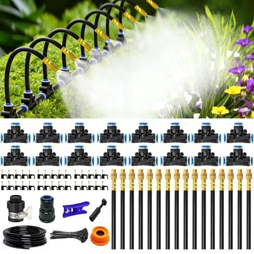 Bewässerungssystem Garten bewässerung 15M Gartenbewässerungssysteme Tropfbewässerungssystem gewächshaus, 360°Flexibles Bewässerungsschlauch mit 15 Brassirrigation Sprühdüse für Rasen, Terrasse, Garten
