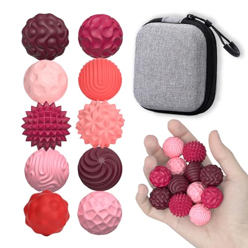 Fidget Toys for Adults Magnetic Balls - 10 Kinds Textured Silicone Magnetic Fidget Balls, Sensory Toys for Autism Anxiety Relief, Silent Desk Gadgets for Office ,Fun Gifts for Men Women Teen