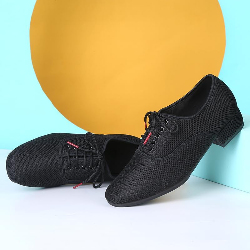 Men's Mesh Dance Shoes Breathable Black Ballroom Dancing Shoes Latin Salsa Social Teaching Practicing Shoes