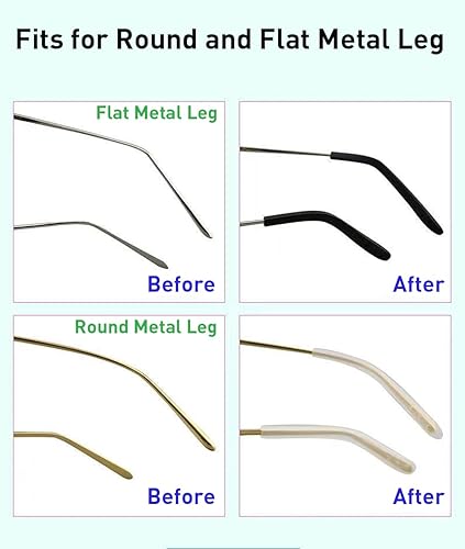Miniatura 6 de Puntas de extremo de las patillas para lentes antideslizantes, funda de tubo de silicona suave, retenedores de repuesto para patas planas de metal
