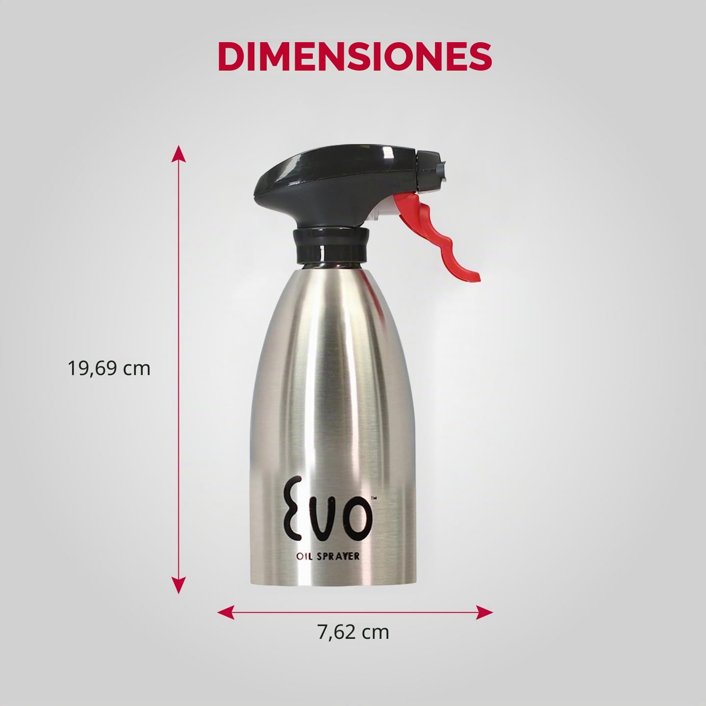 Harold Import Company Evo cocina parrilla disparador de oliva y aceite de cocina rellenable non-aerosol 18/8 acero inoxidable pulverizador botella, 16 oz