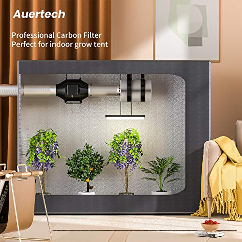 Auertech 6 Inch Air Carbon Filter, Odor Control With Australia Virgin Charcoal Tent Grow Plants Filter With Pre-Filter, Reversible Flange, For Inline Fan, Grow Tent, Odor Scrubber, Sliver #TOP1