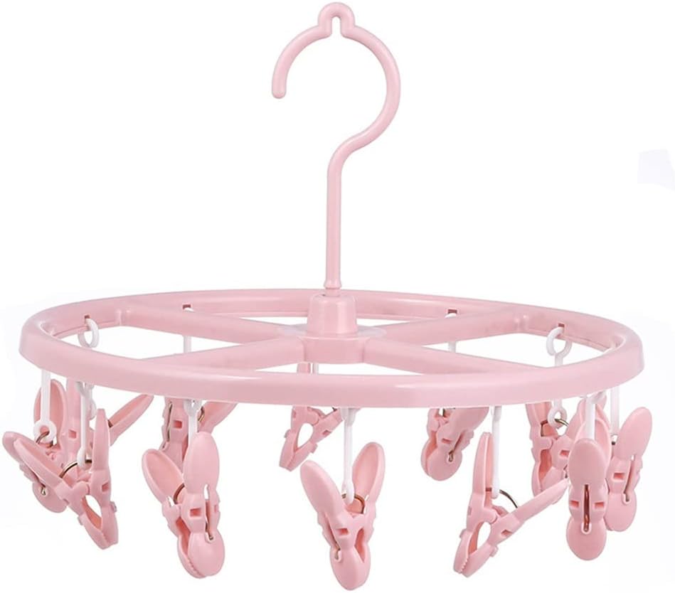 Rotatable Multifunctional Round with 12 Clips Plastic Foldable Indoor Socks Drying Rack(Black-JoJo's Bizarre Adventure1)