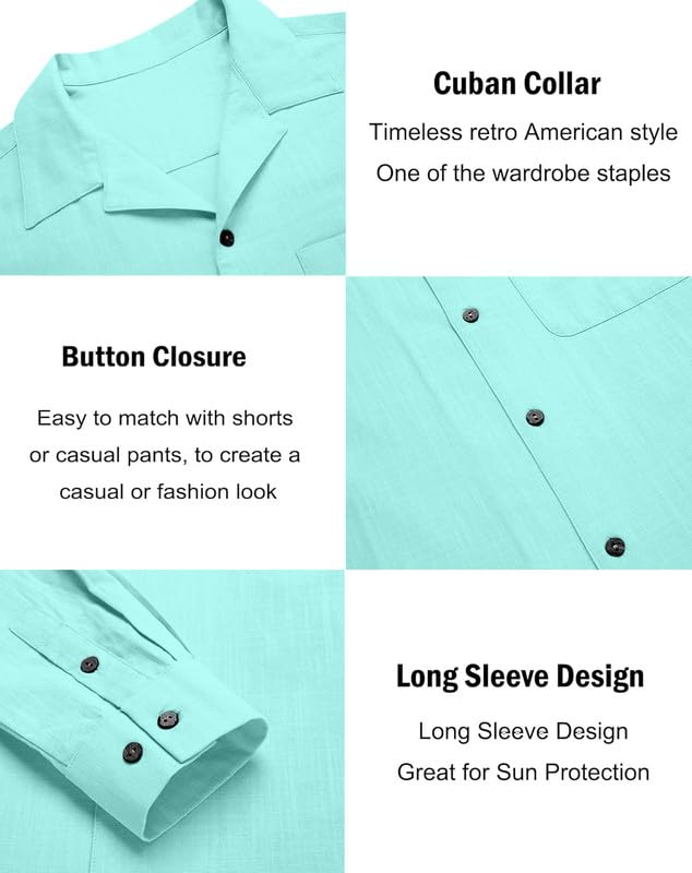 Image of Combo of Men's Casual Cotton Blend Shirt || Long Sleeve Button Down with Spread Collar | Lightweight Breathable Fabric | Stylish Solid Shirt for Beach, Office & Everyday Wear Pack of 2